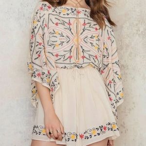Free people embroidered Ivory dress size s